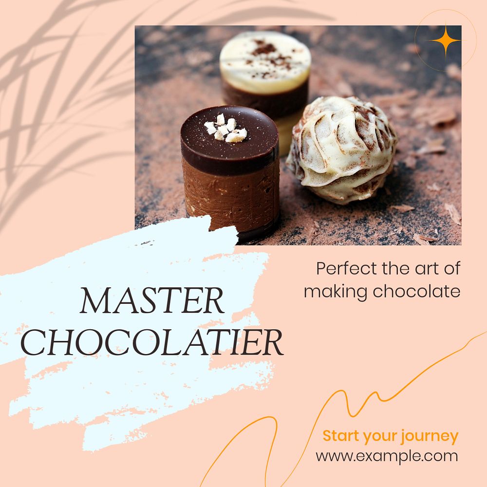 Master chocolatier Instagram post template, editable text