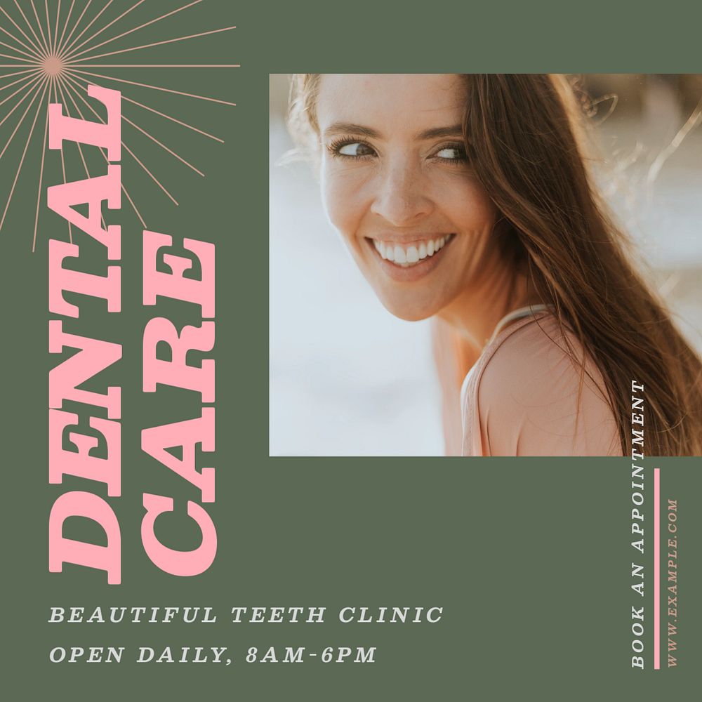 Dental care Instagram post template, editable text