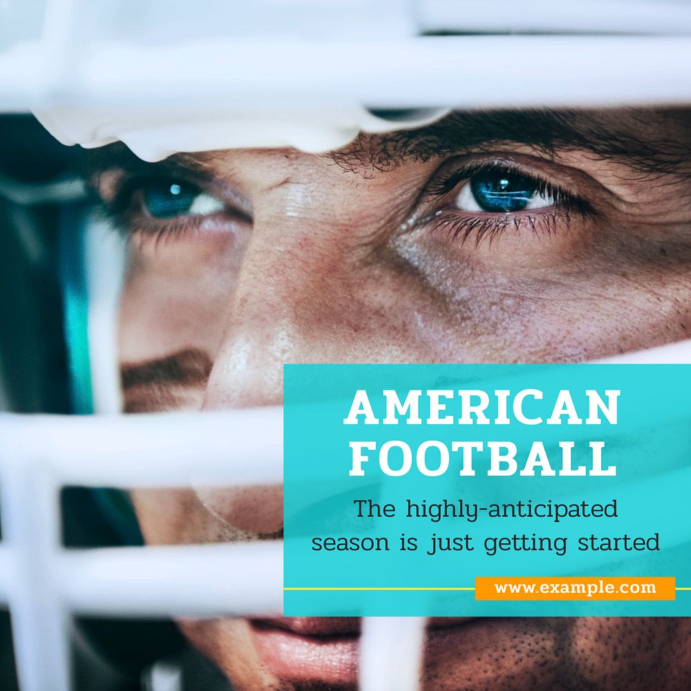 American football Instagram post template, editable text