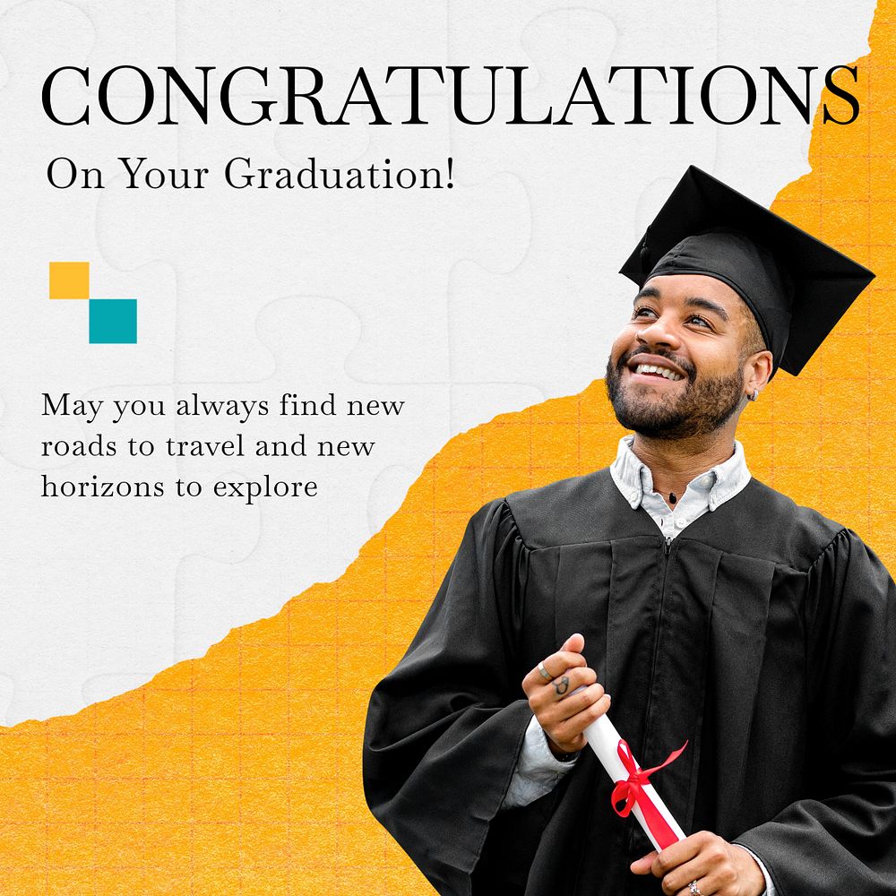 Congratulations graduation Instagram post template, editable text