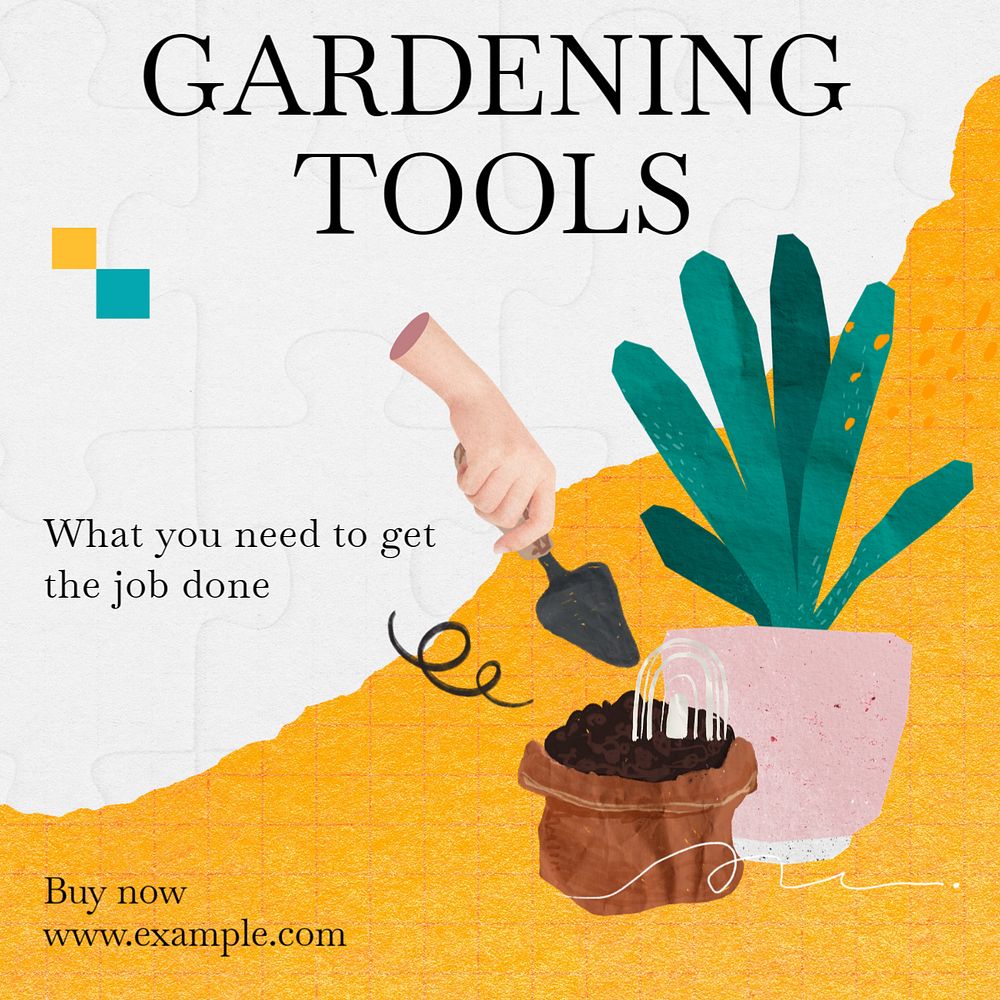 Gardening tools Instagram post template, editable text