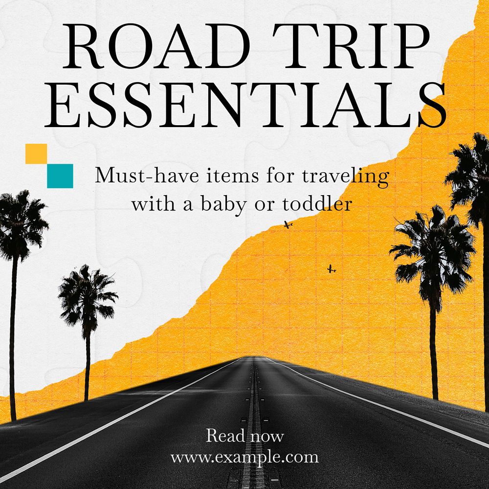 Road trip essentials Instagram post template, editable text