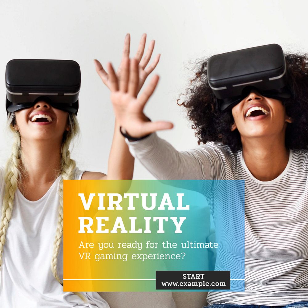 Virtual reality Instagram post template, editable text