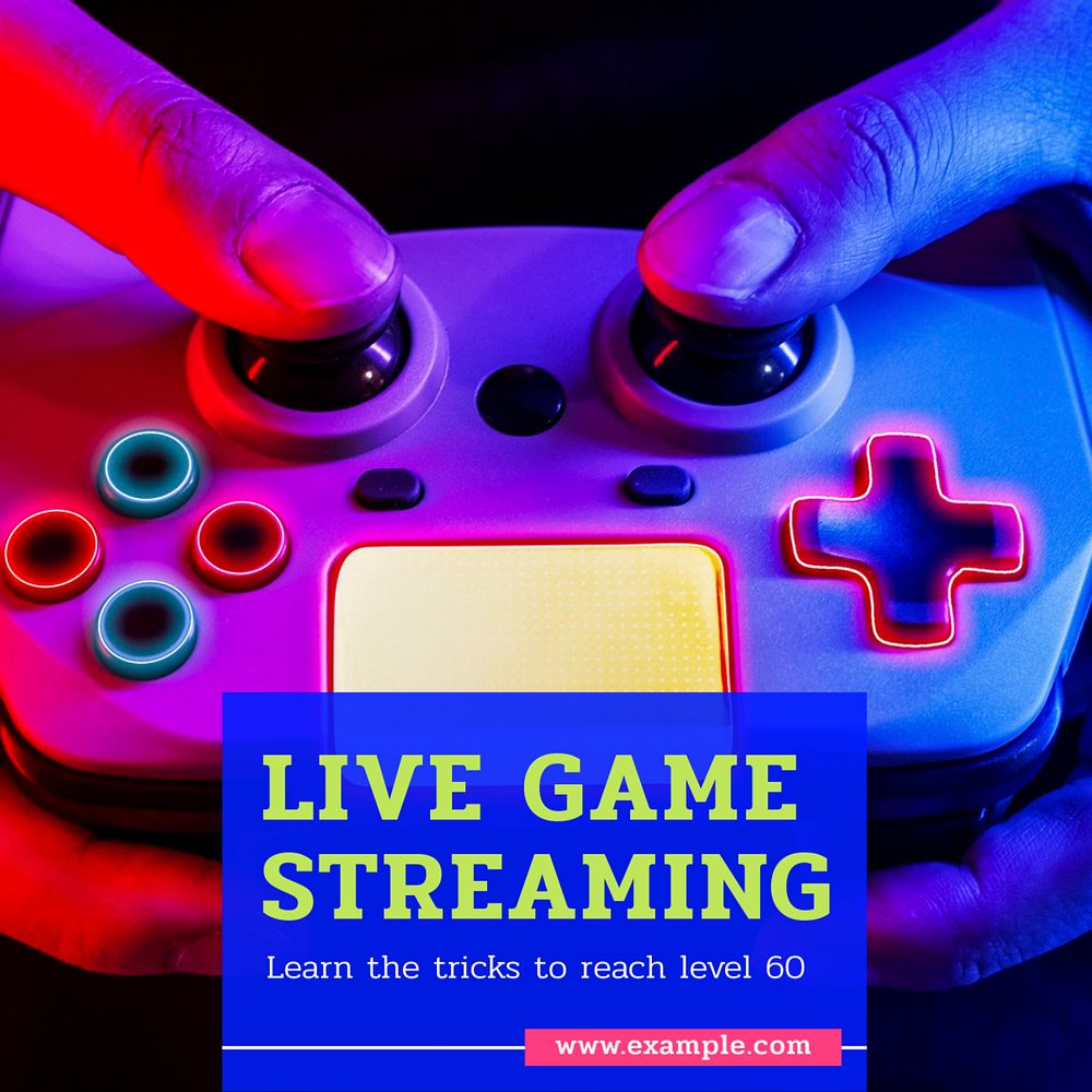 Live game streaming Instagram post template, editable text