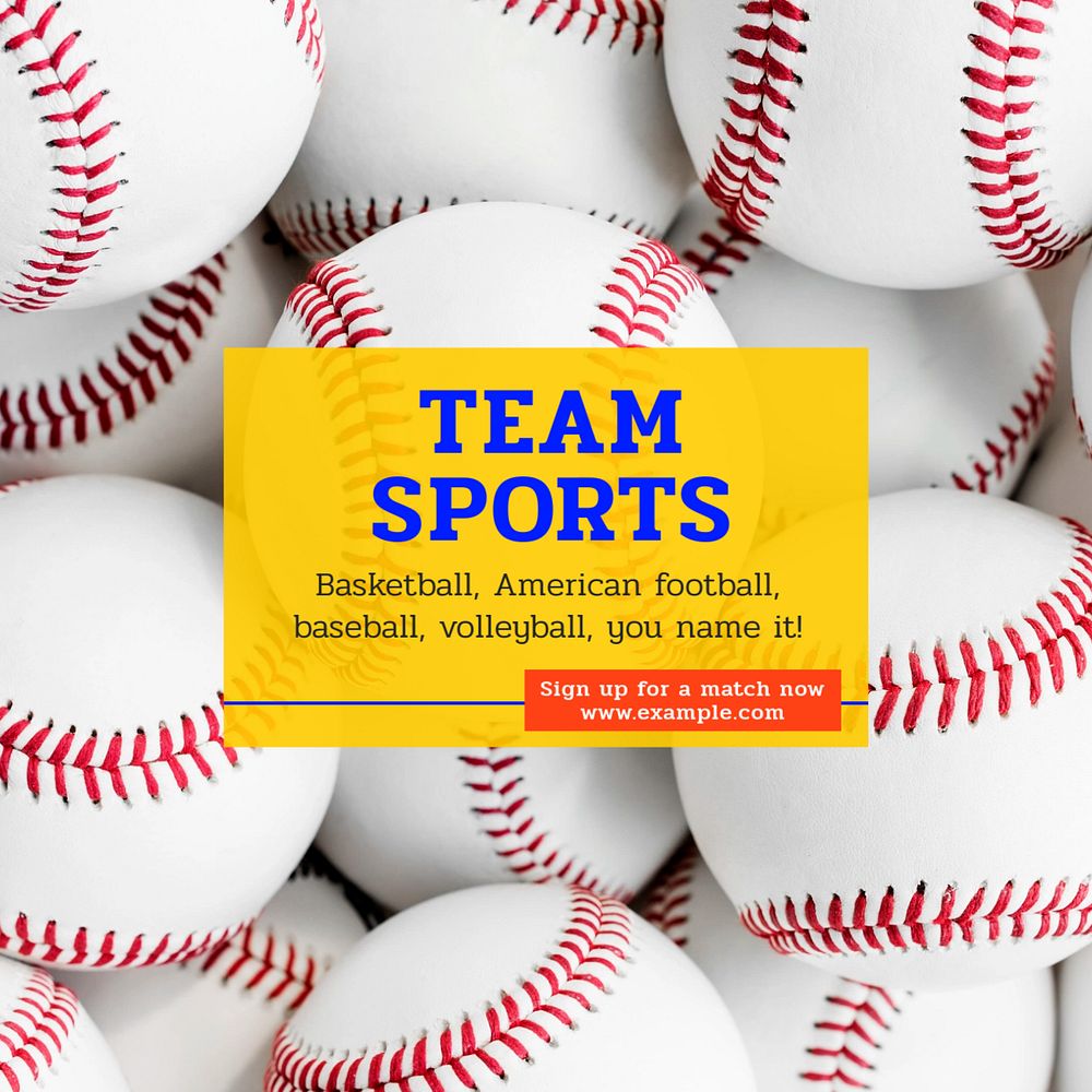 Team sports Instagram post template, editable text