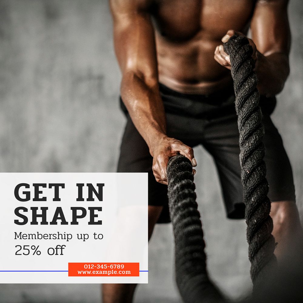 Get in shape Instagram post template, editable text