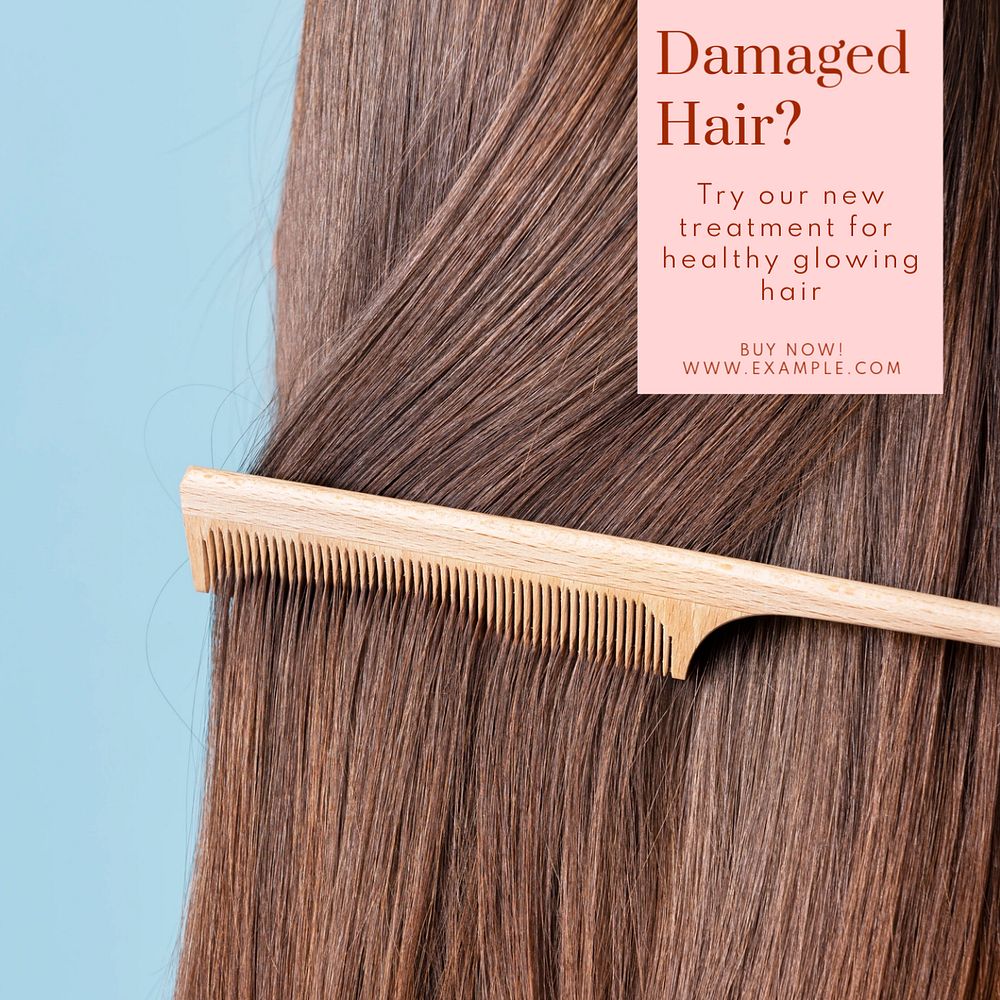 Damaged hair Instagram post template, editable text