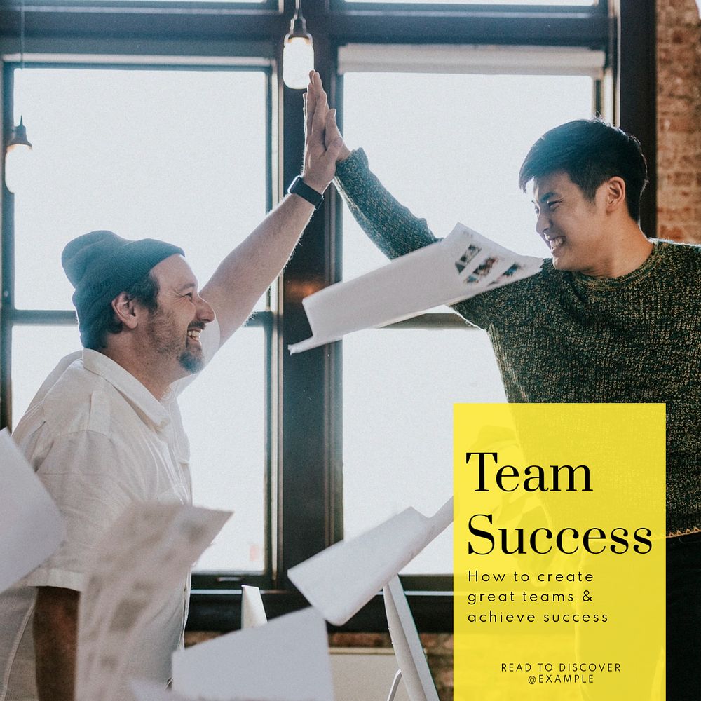 Team success Instagram post template, editable text