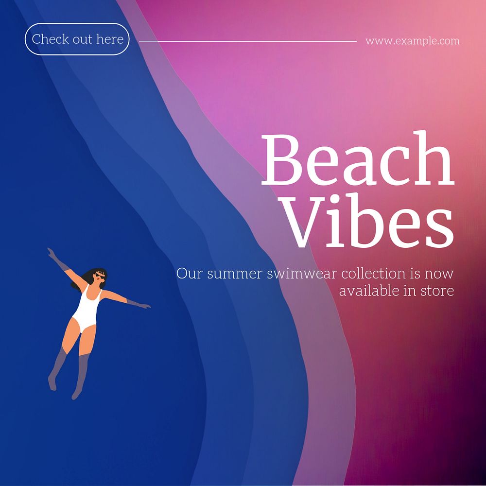 Beach vibes Instagram post template, editable text