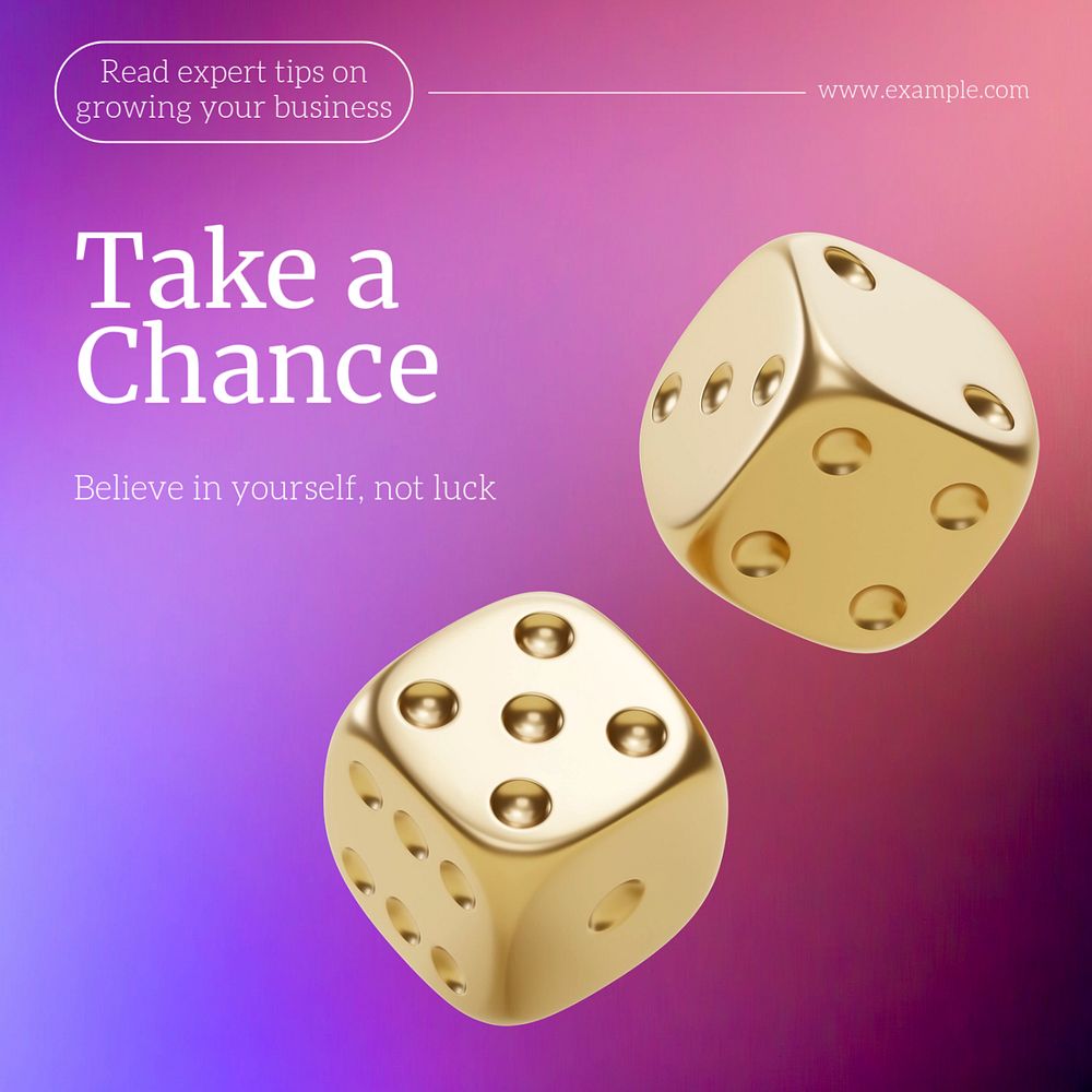 Take a chance Instagram post template, editable text