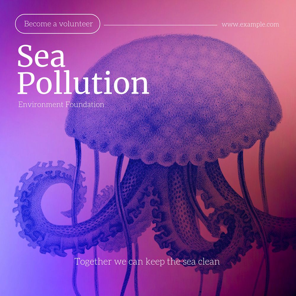 Sea pollution Instagram post template, editable text