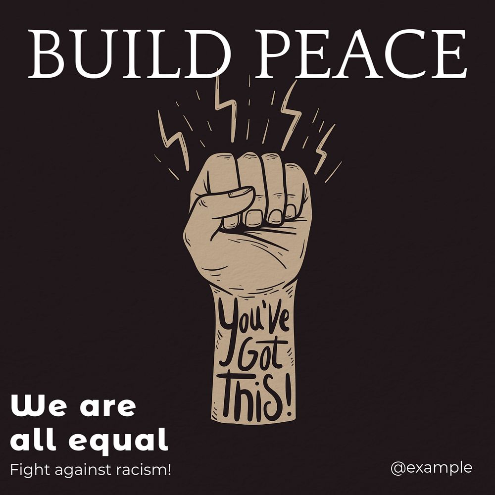 Peace & racism Instagram post template, editable text