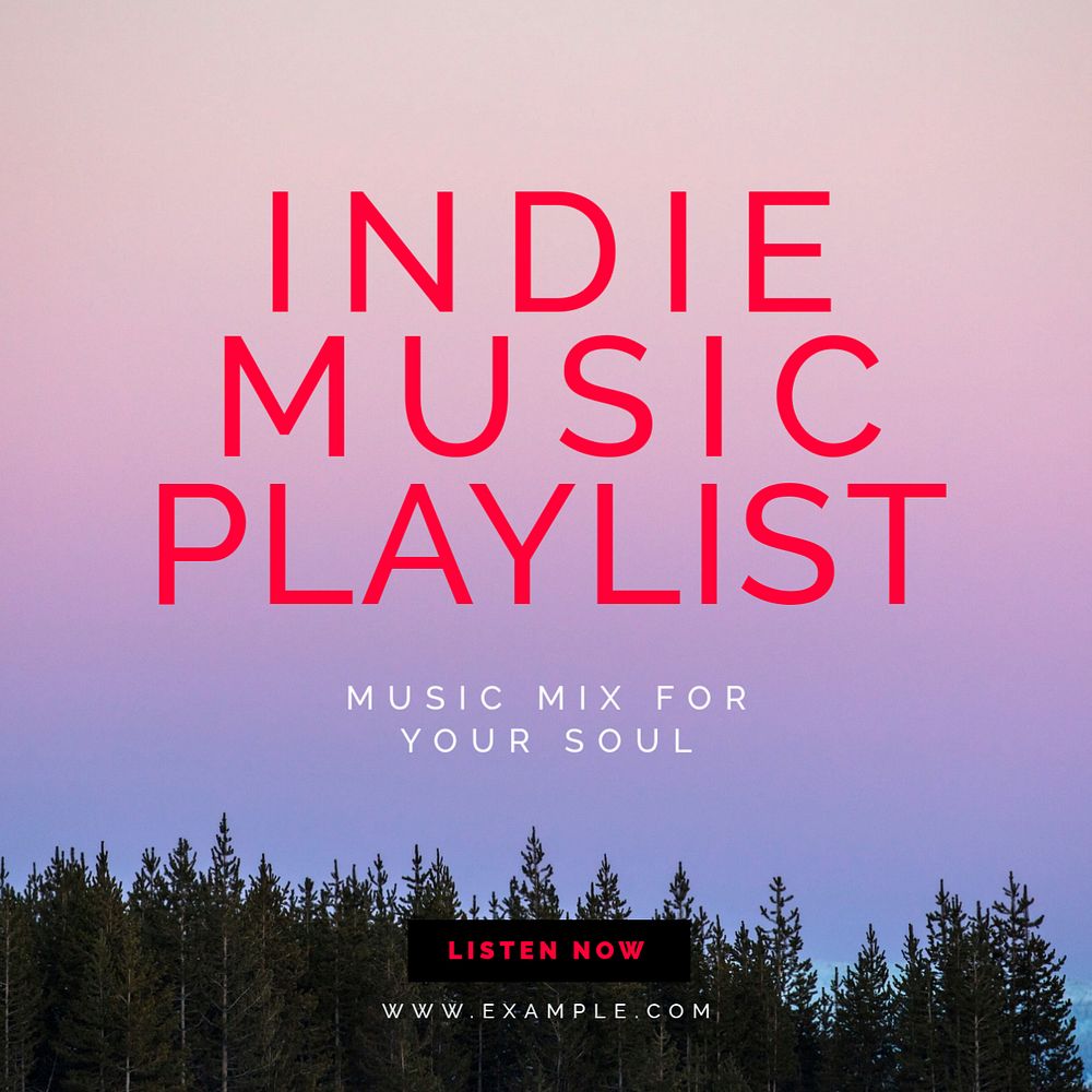 Indie playlist Instagram post template, editable text