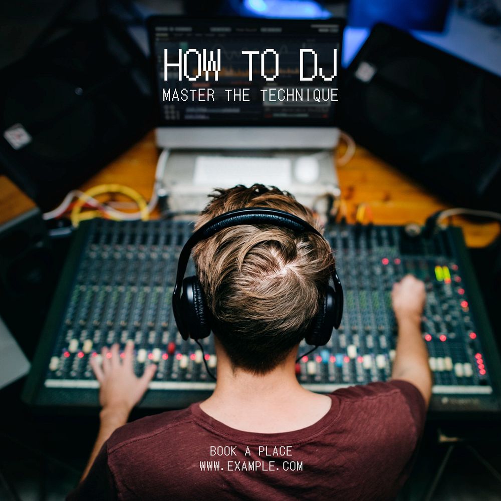 DJ masterclass Instagram post template, editable text