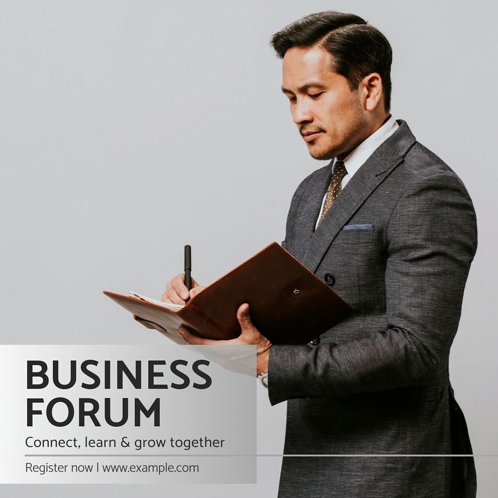 Business forum Instagram post template, editable text