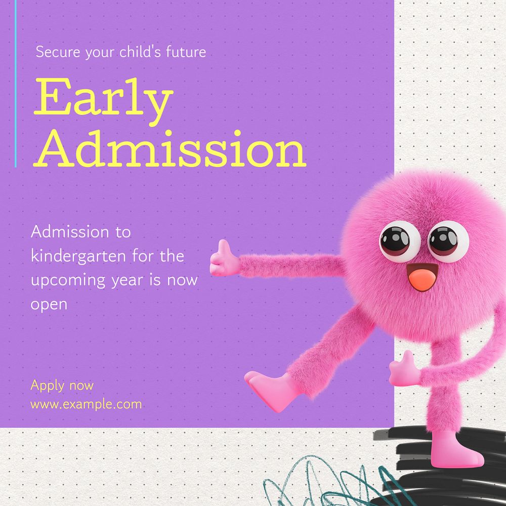 Early admission Instagram post template, editable text