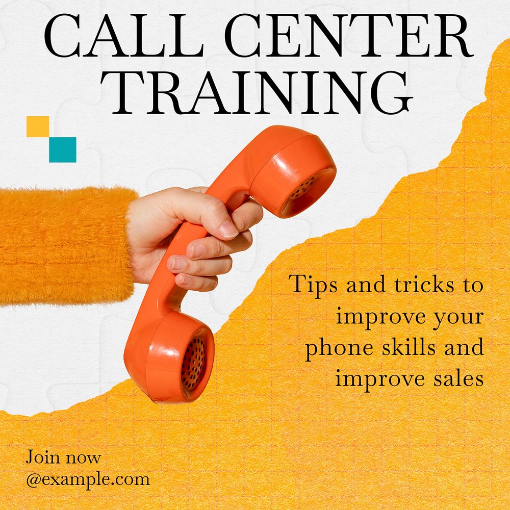 Call center training Instagram post template, editable text