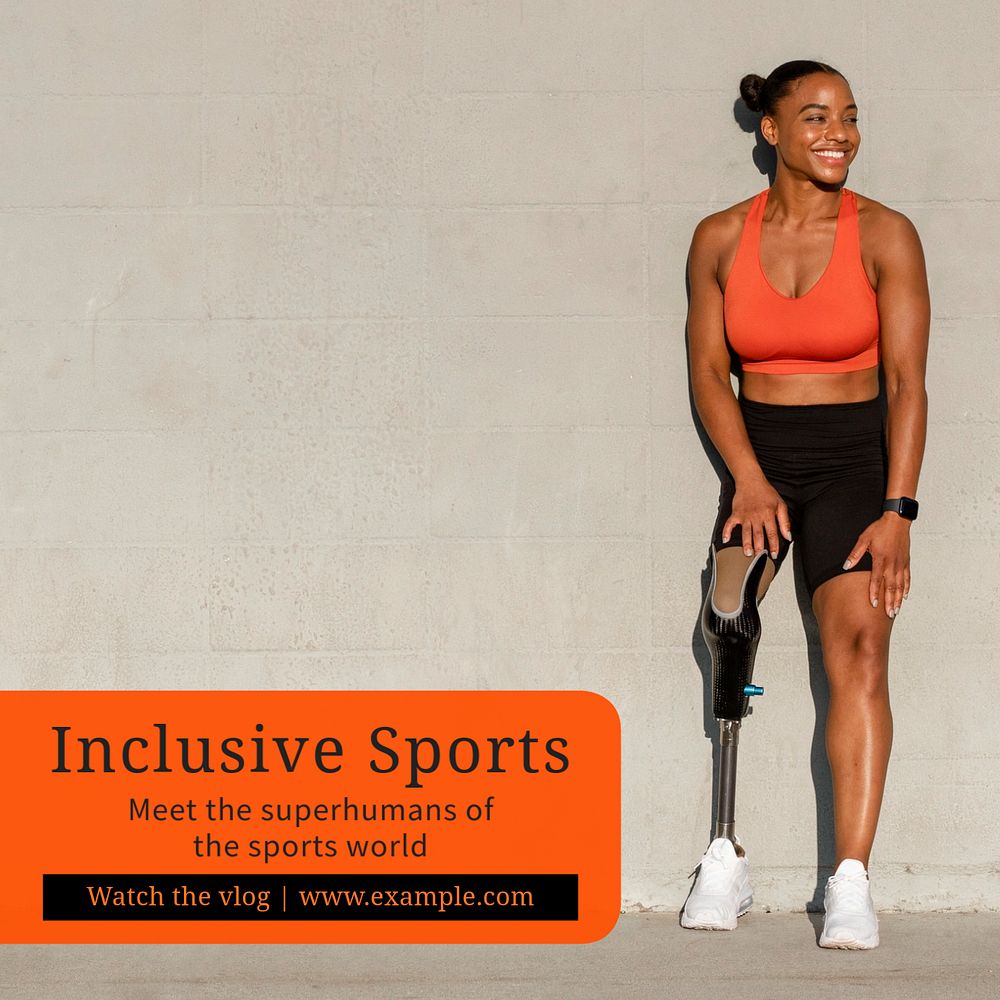 Inclusive sports Instagram post template, editable text