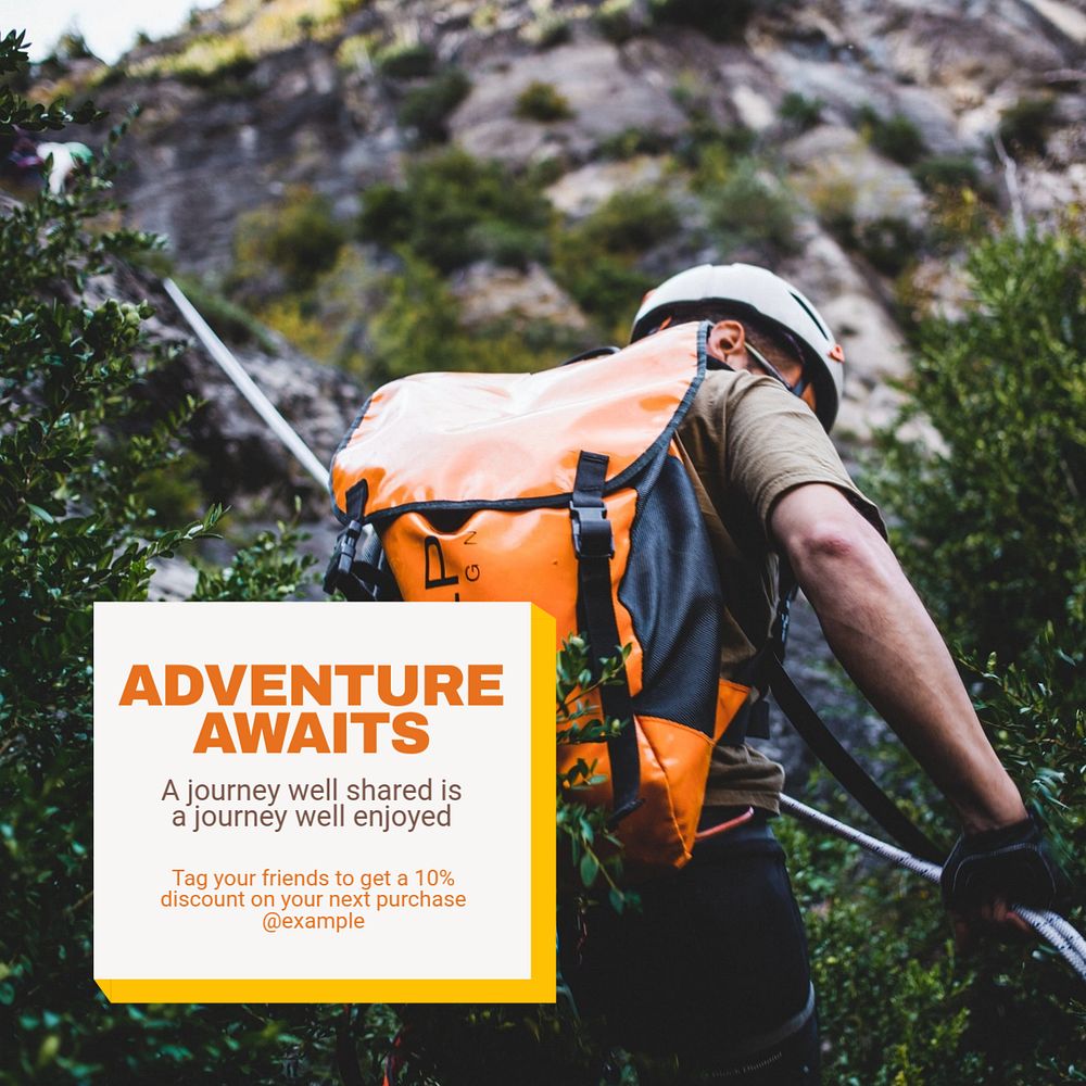 Adventure awaits Instagram post template, editable design