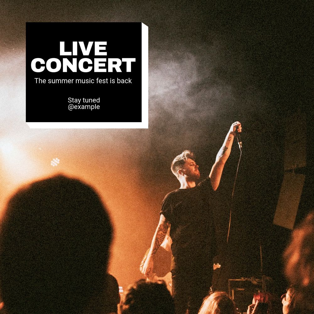 Live concert Instagram post template, editable text