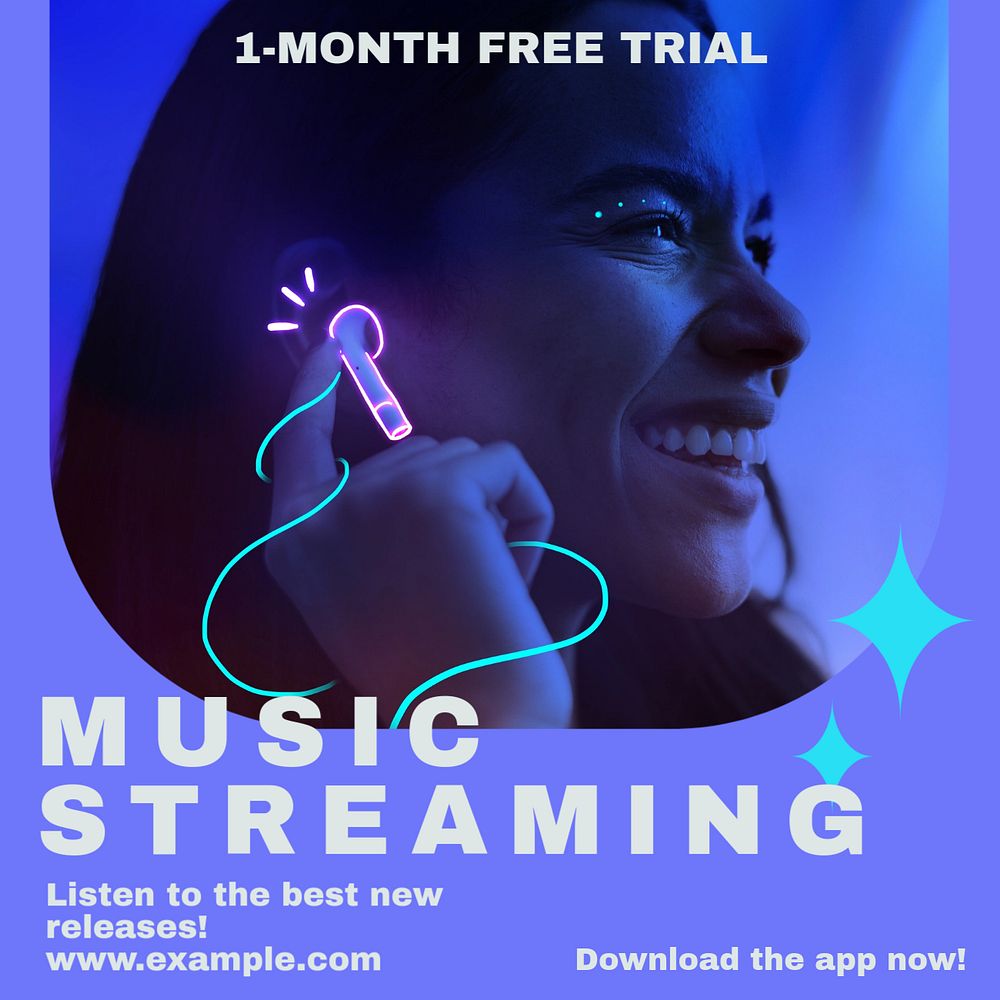 Music streaming Instagram post template, editable text