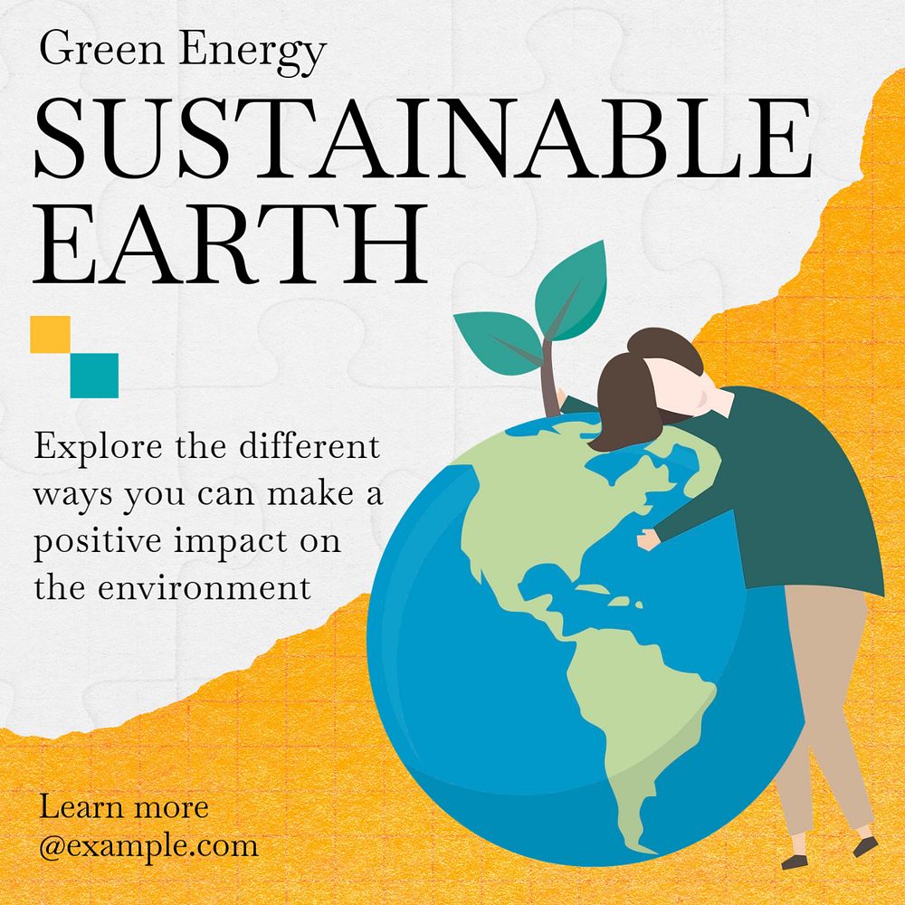 Sustainable earth Instagram post template, editable text