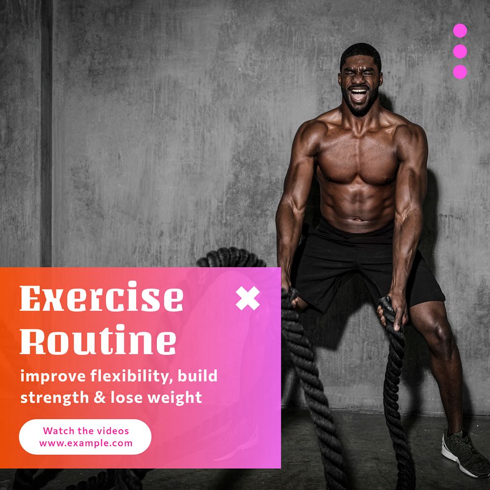 Exercise routine Instagram post template, editable design