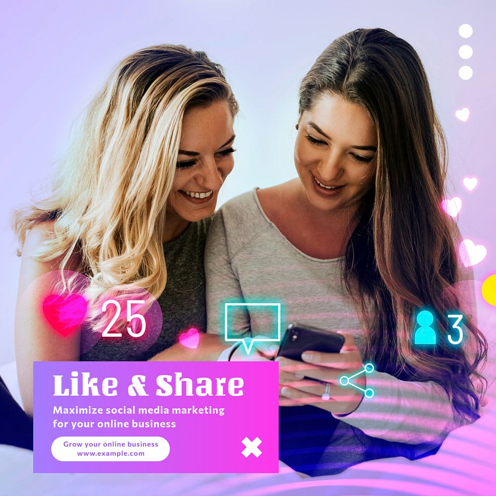 Like & share Instagram post template, editable text