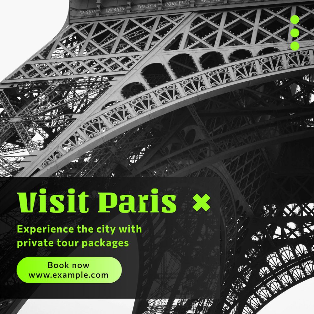 Paris private tour Instagram post template, editable design