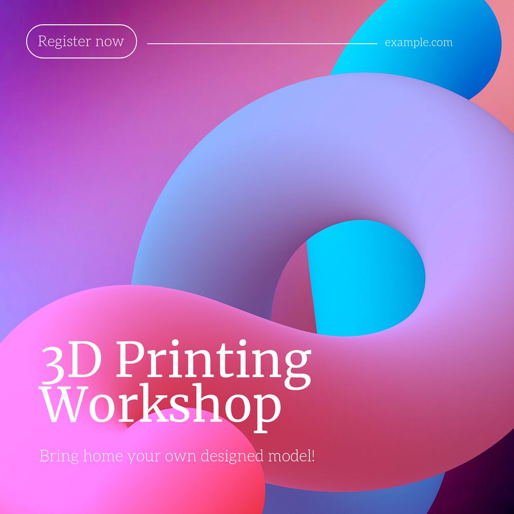 3D printing workshop Instagram post template, editable text