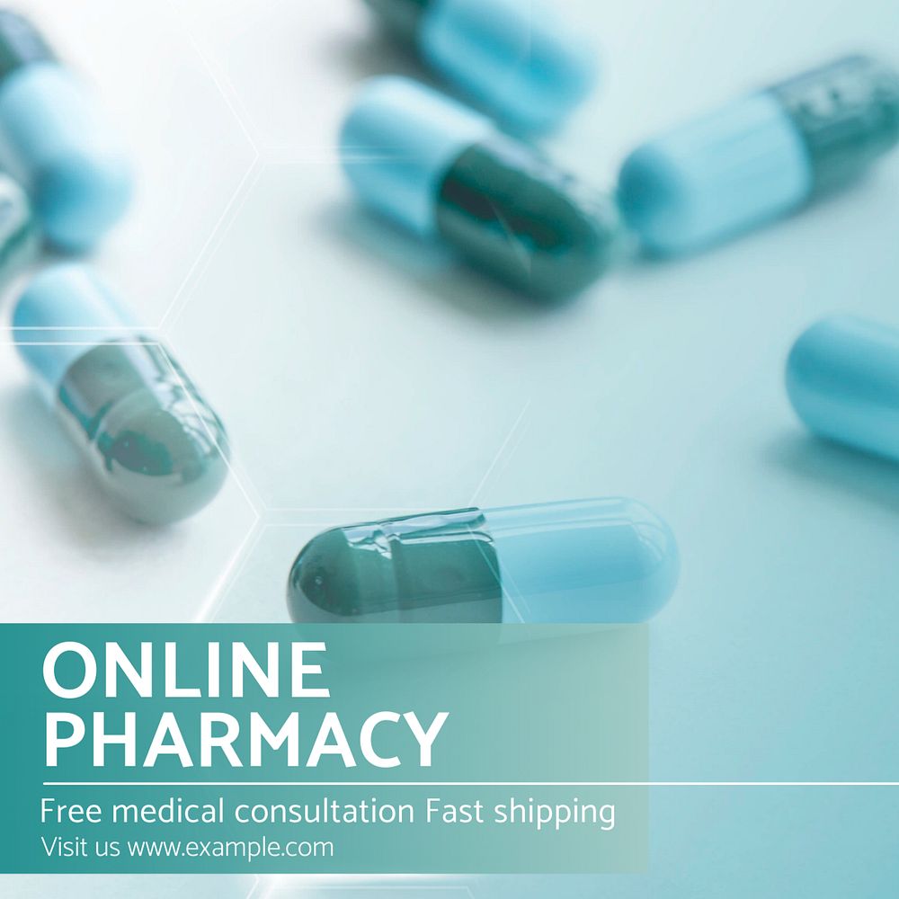 Online pharmacy Instagram post template, editable text