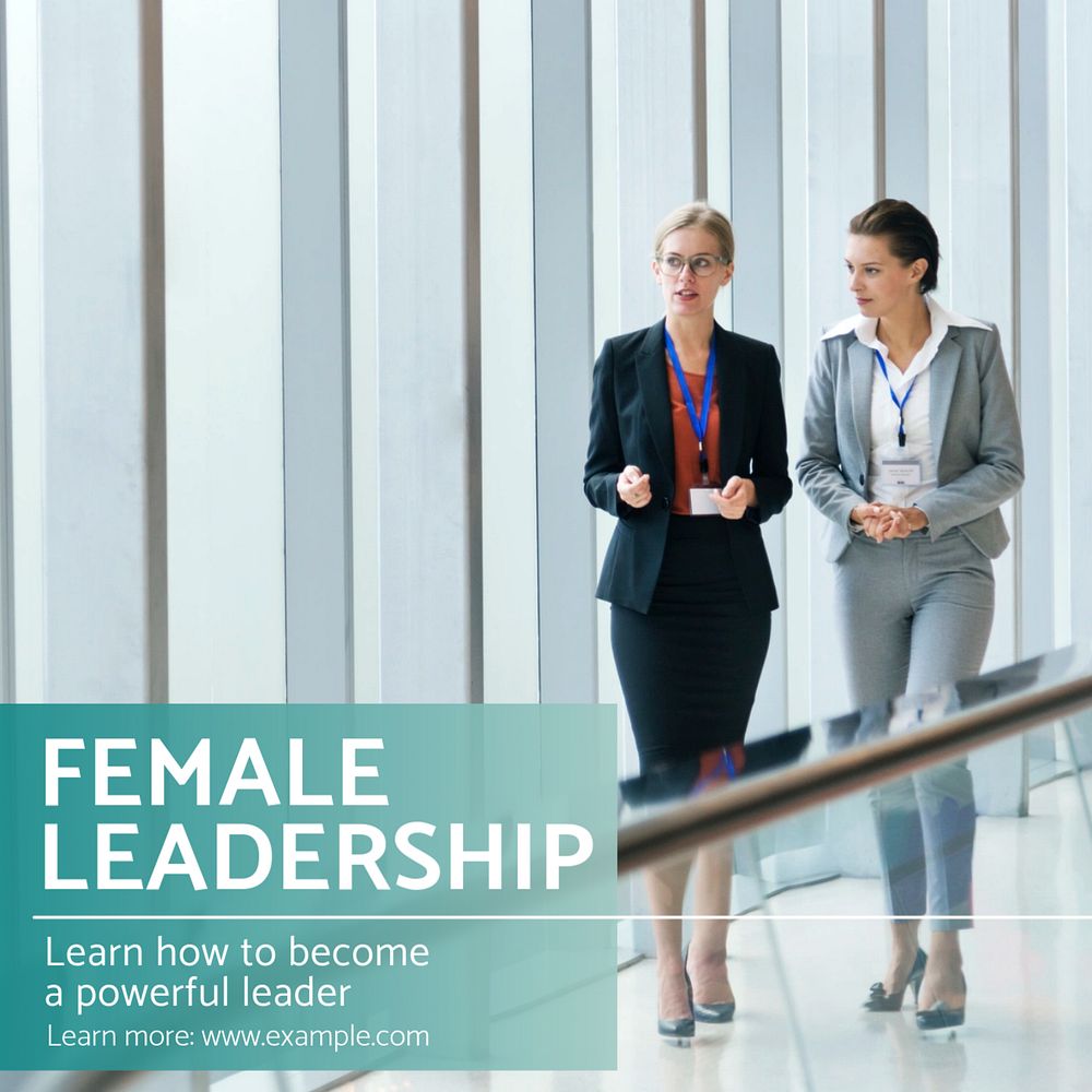 Female leadership Instagram post template, editable text