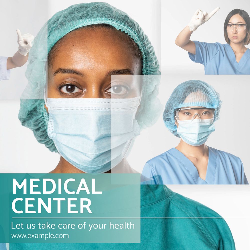 Medical center Instagram post template, editable text