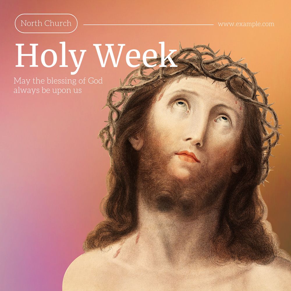 Holy week Instagram post template, editable text