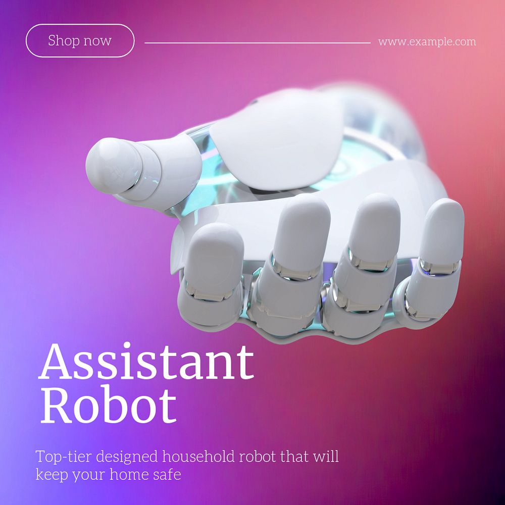 Assistant robot Instagram post template, editable text