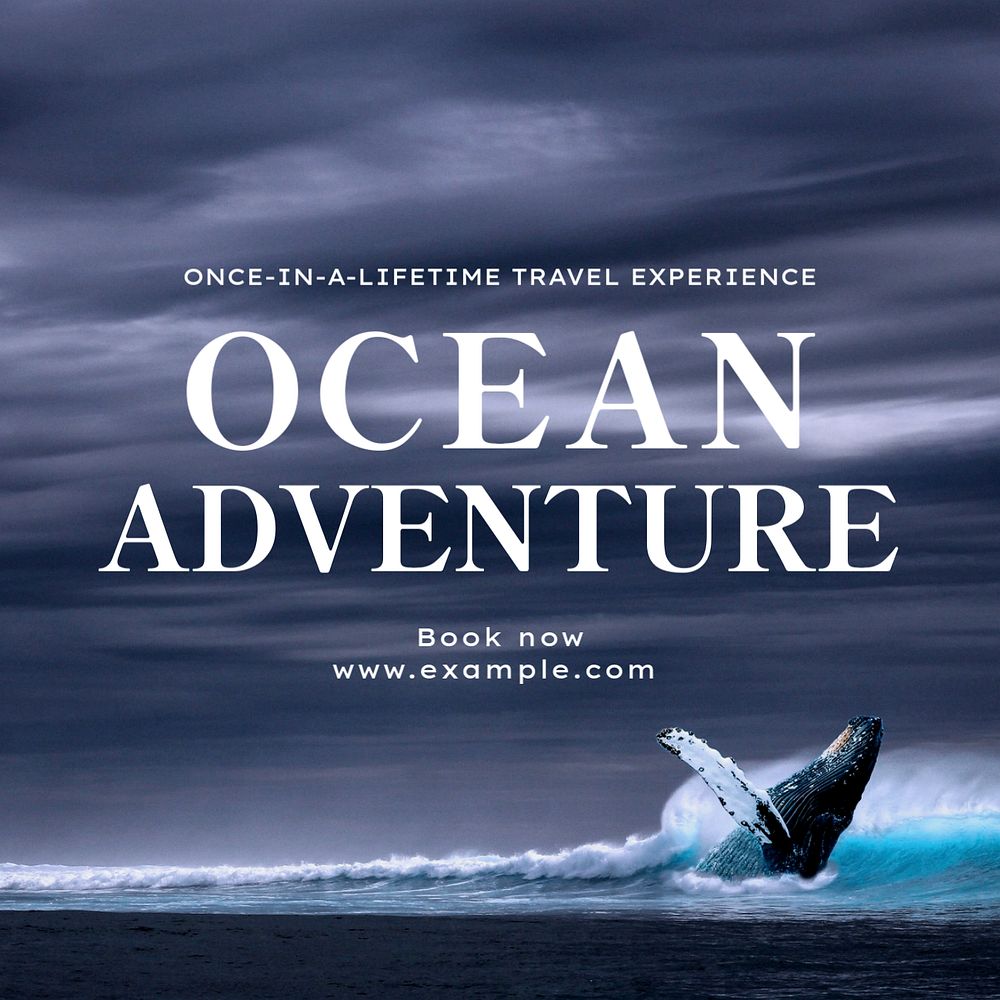 Ocean adventure Facebook post template, editable design