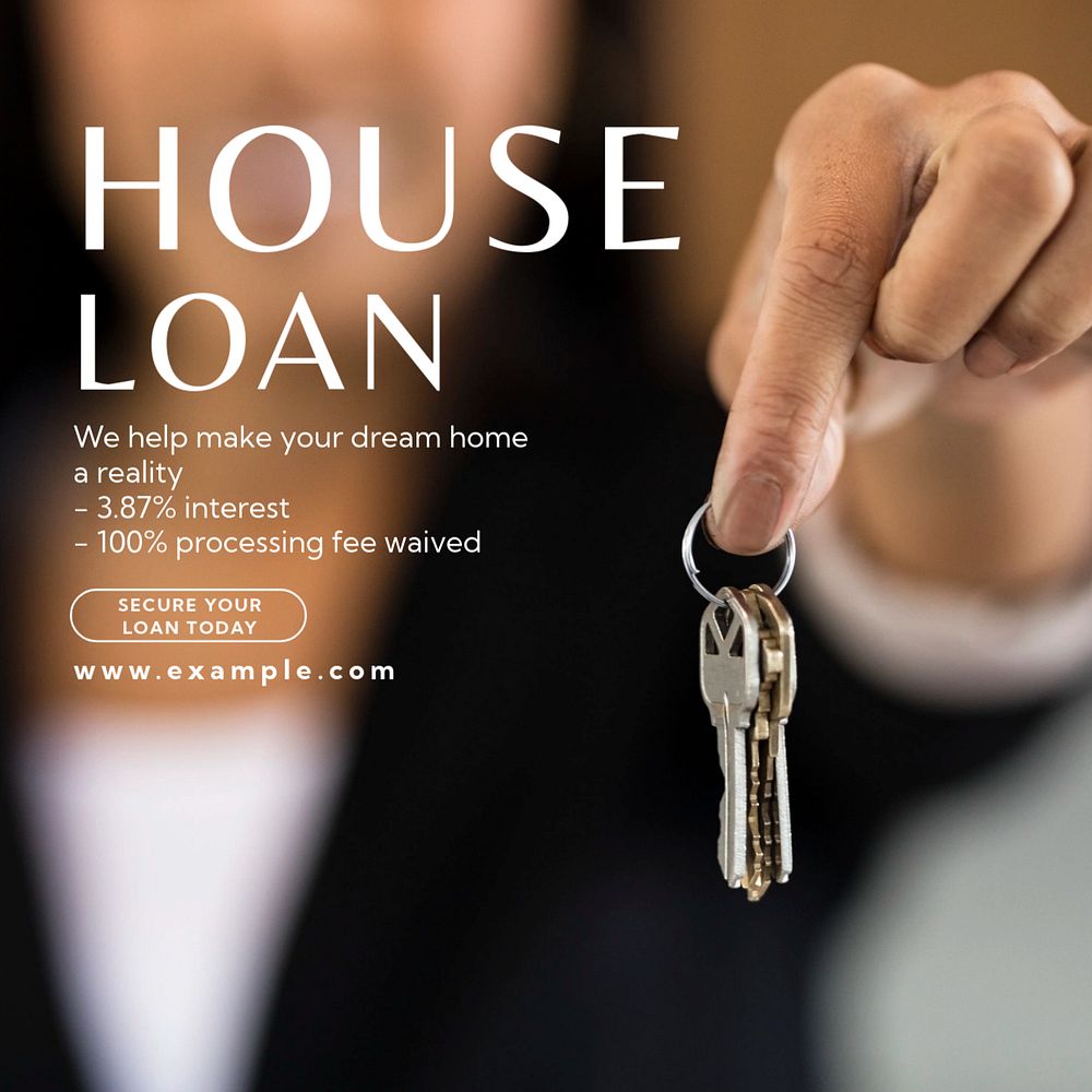 House loan Facebook post template, editable design