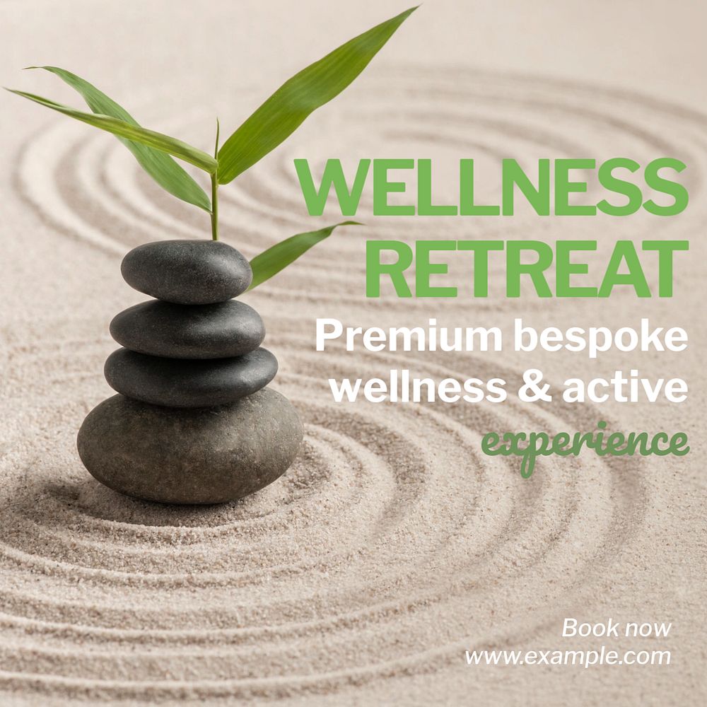 Wellness retreat Facebook post template, editable design