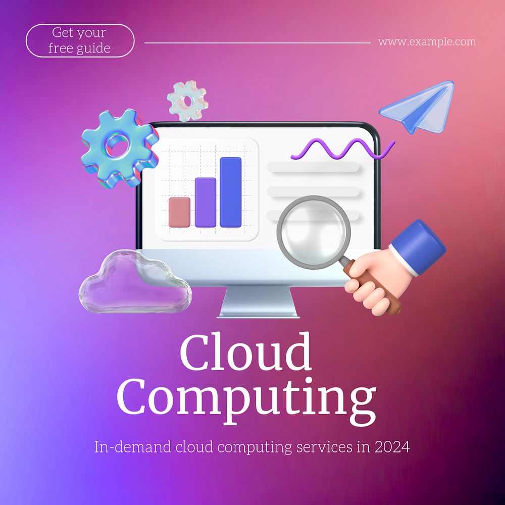 Cloud computing Instagram post template, editable text