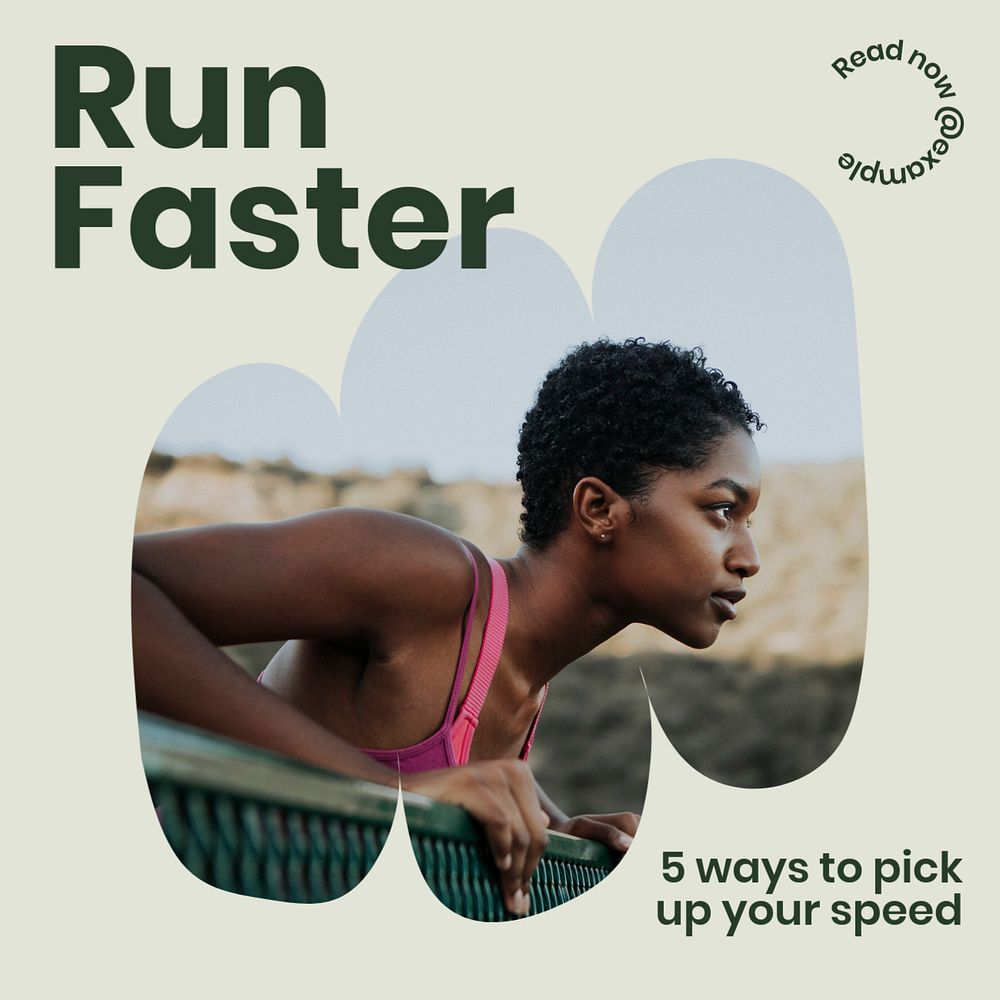 Run faster Instagram post template, editable text