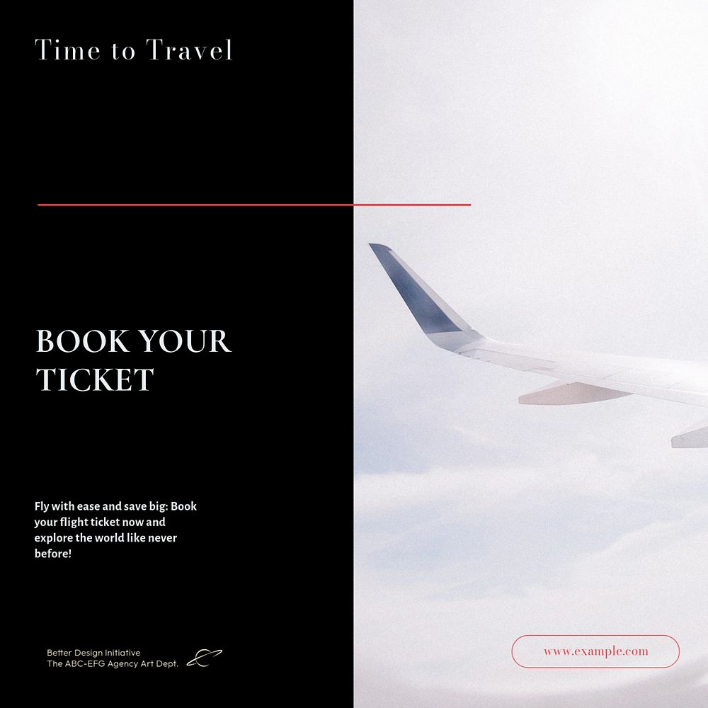 Book your ticket Instagram post template, editable text