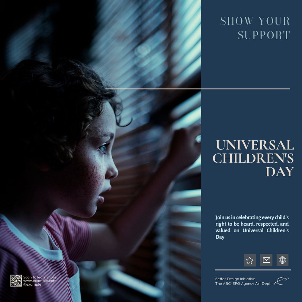 Universal children's day Instagram post template, editable text