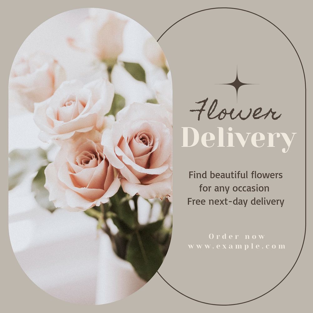 Flower delivery Instagram post template, editable text