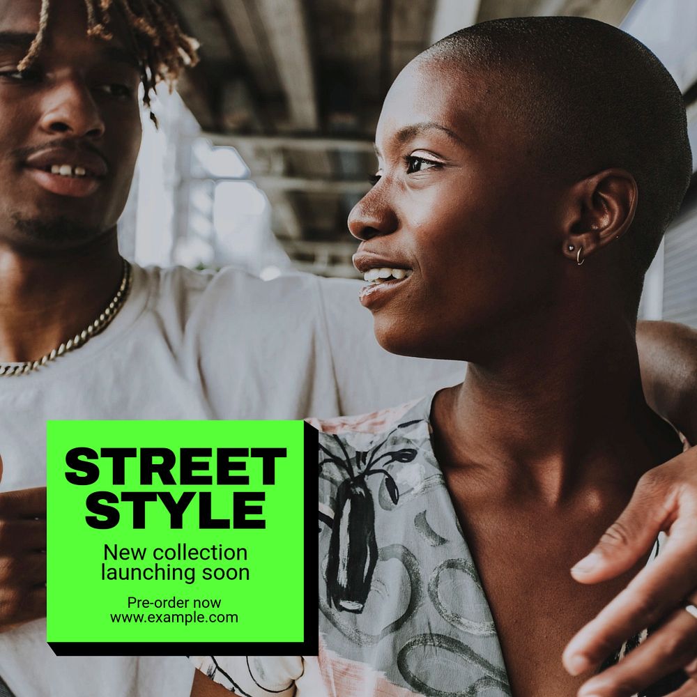 Street style Instagram post template, editable text