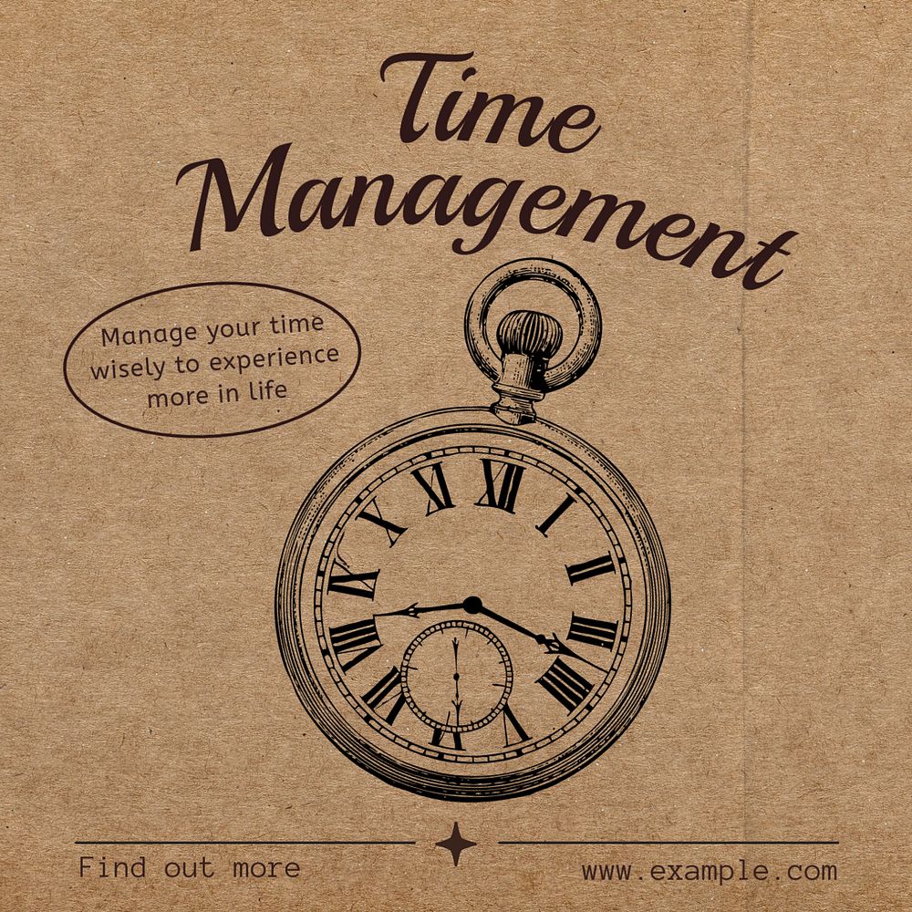 Time management Instagram post template, editable text