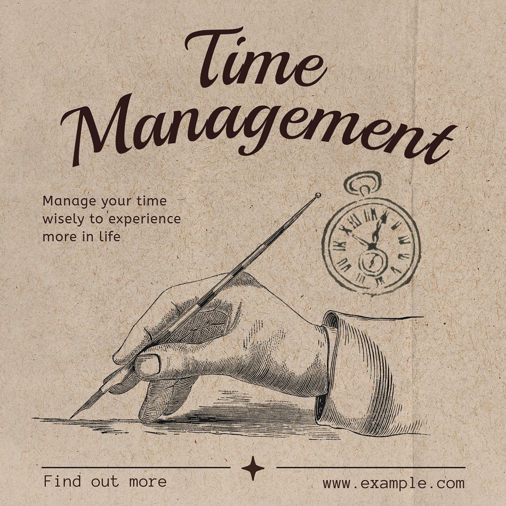 Time management Instagram post template, editable text