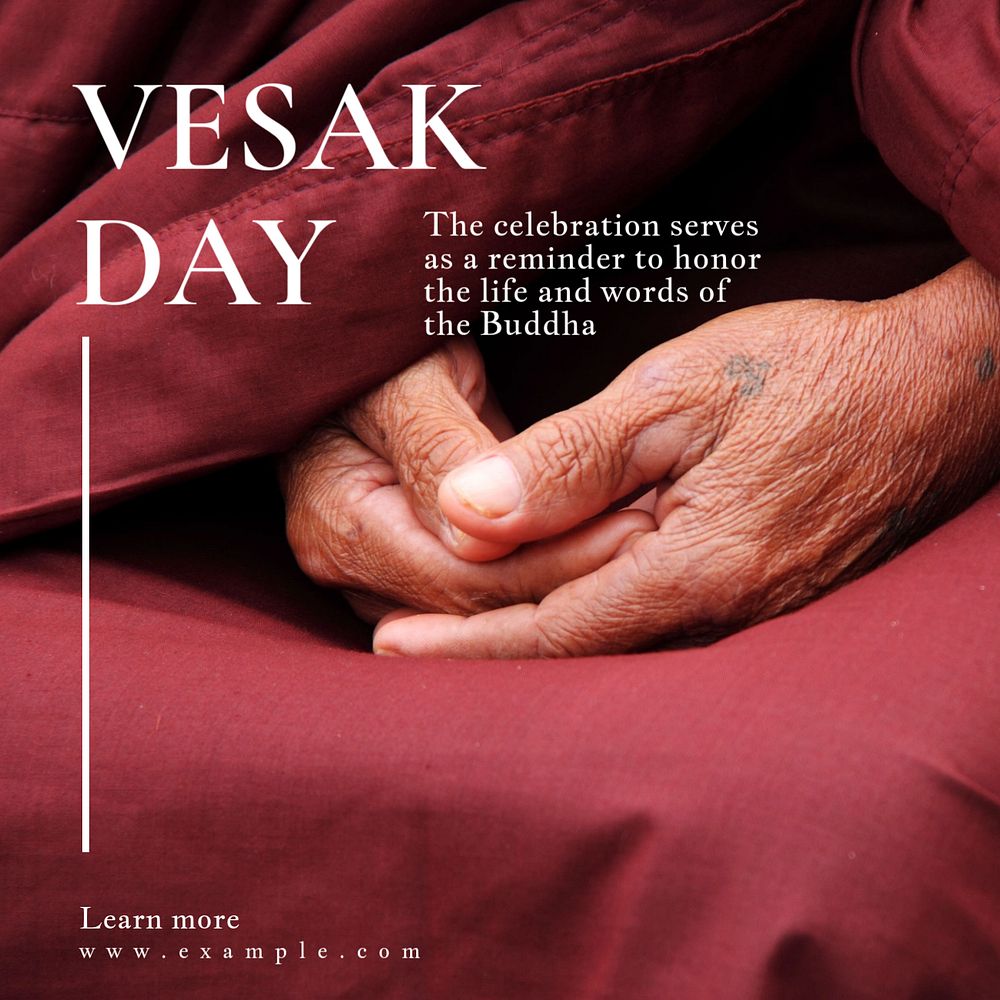 Vesak day Instagram post template, editable text