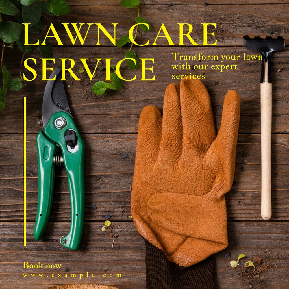 Lawn care service Instagram post template, editable text