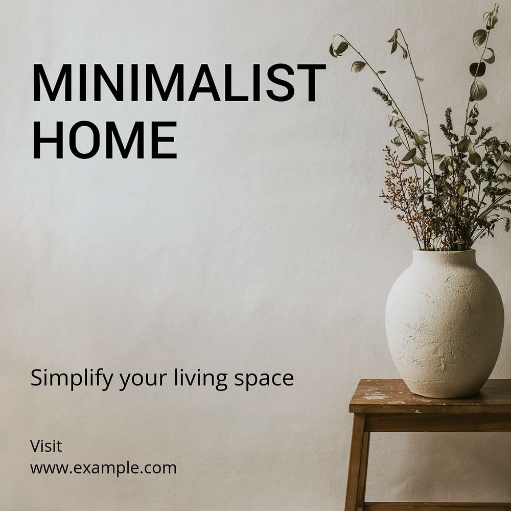 Minimalist home decor Instagram post template, editable text