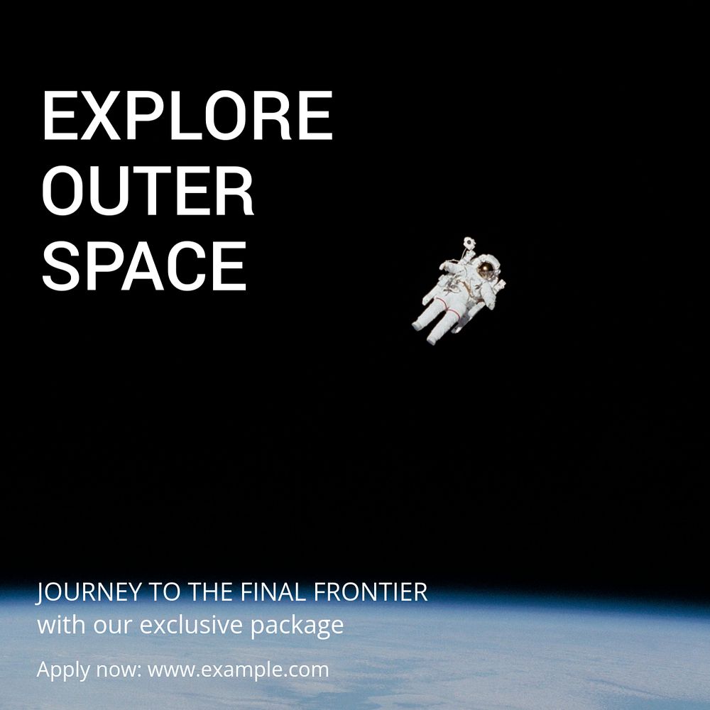 Explore outer space Instagram post template, editable text